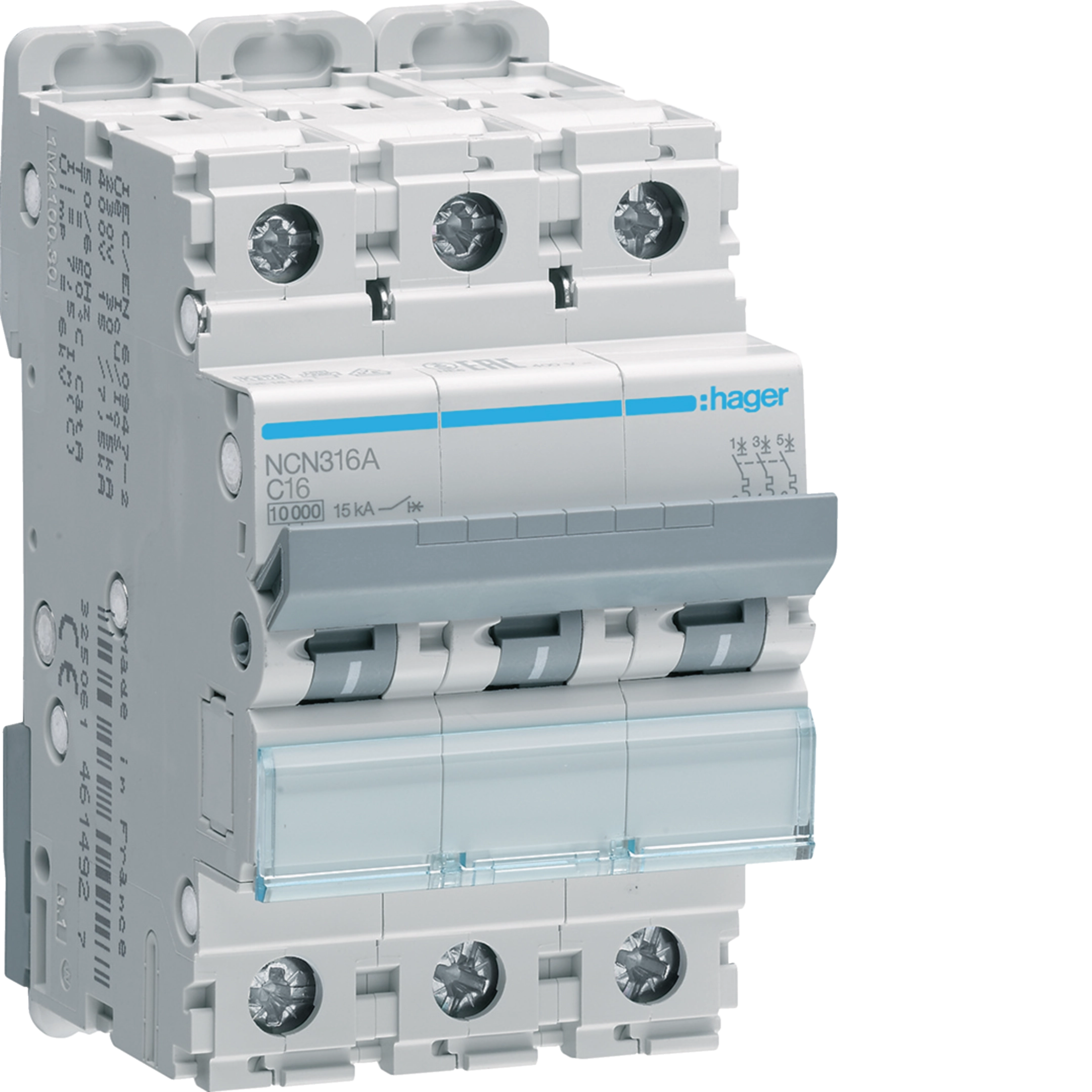 [NCN316A] 16A 3P 15KA C-CURVE MCB