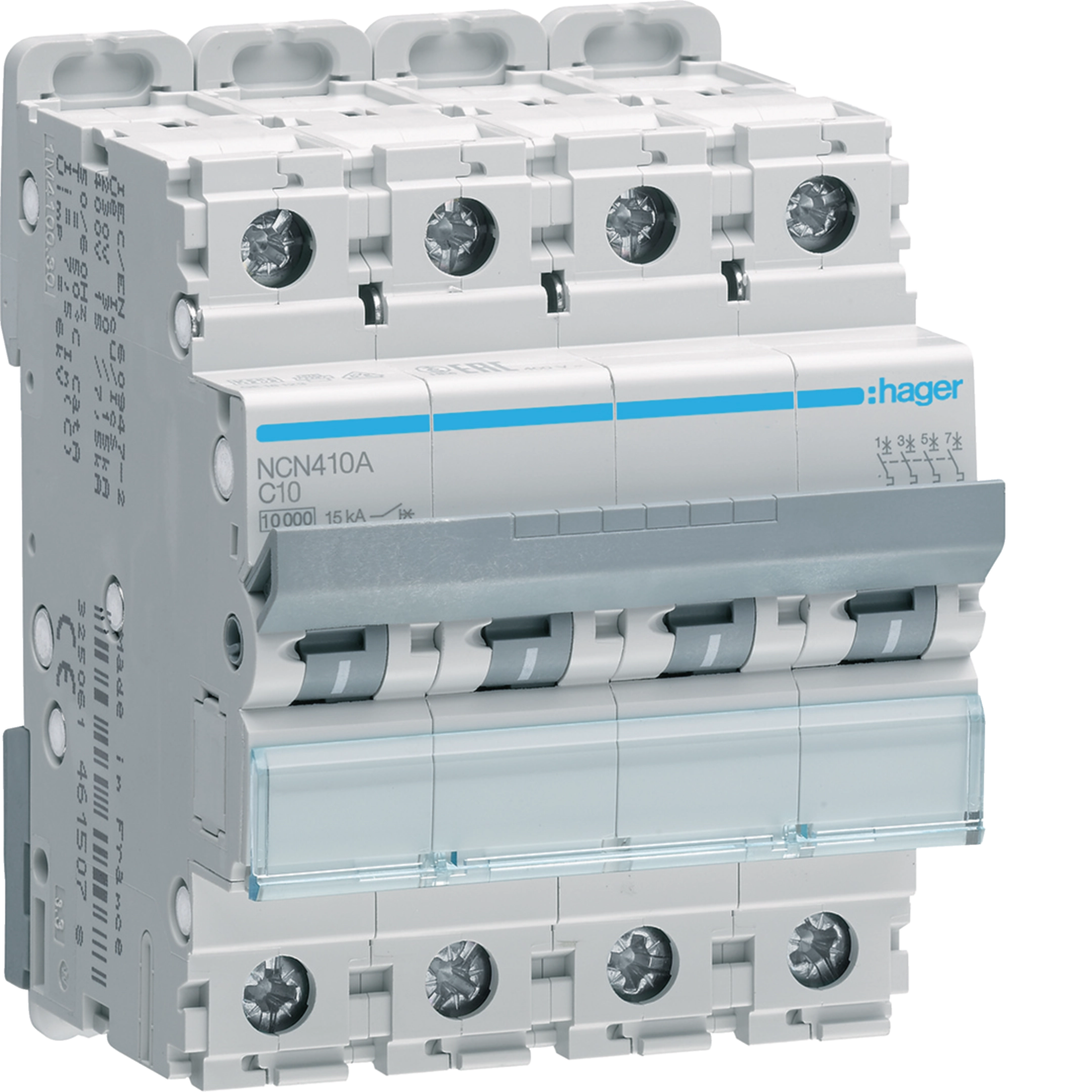 10A 4P 15KA C-CURVE MCB