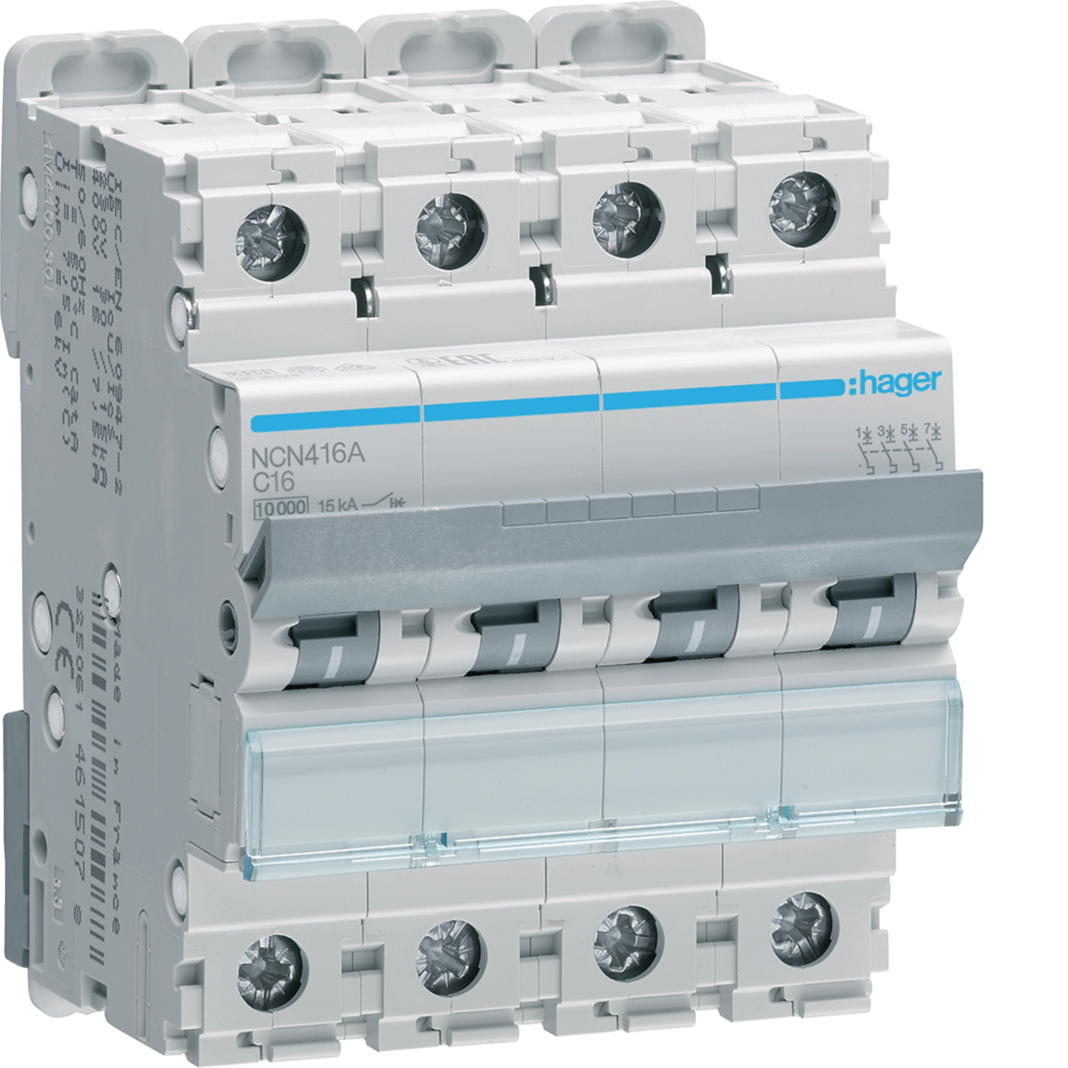 [NCN416A] 16A 4P 15KA C-CURVE MCB