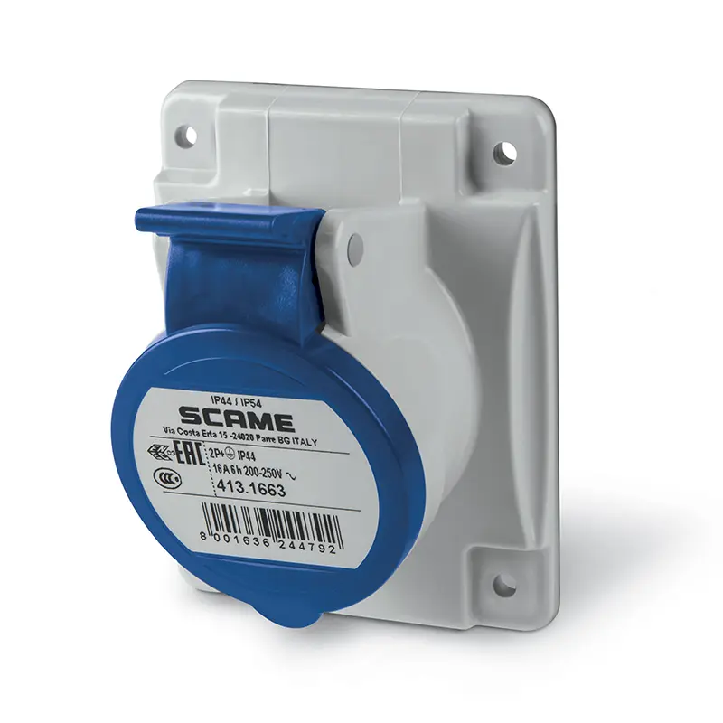 [413.1663] Optima IP54 Flush Mount Angled Socket Outlet (16A, 2P+E)