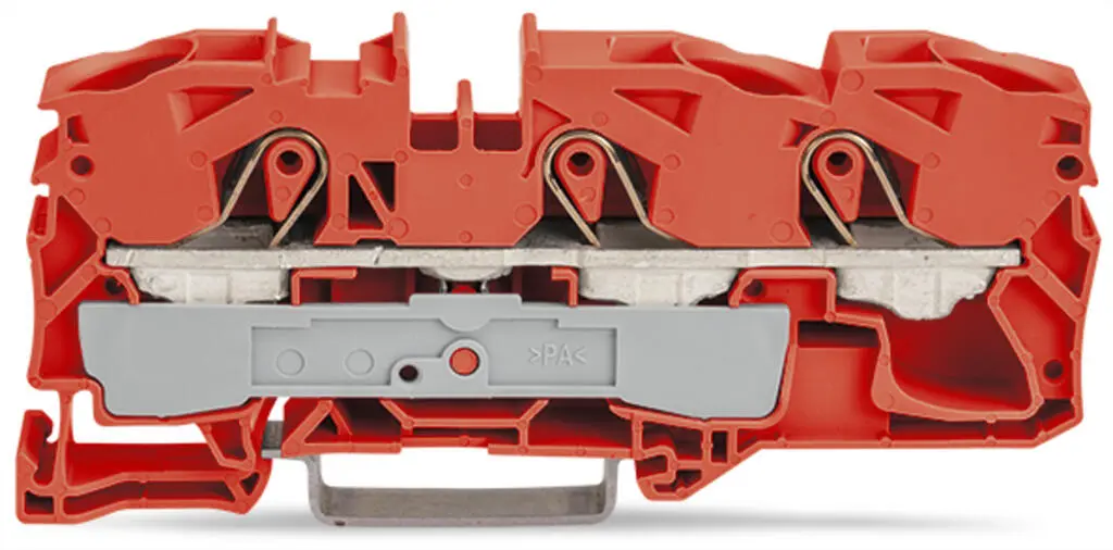 Wago 16mm 3-wire through connector Red