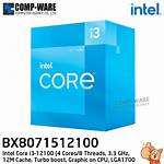 Intel Core i3 12100 - 4-Core (4+0) , up to 4.3Ghz , LGA1700 CPU