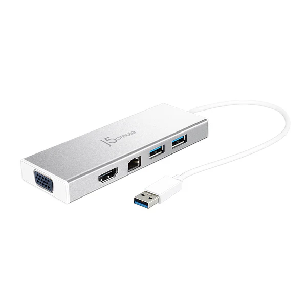 J5Create JUD380 Mini Dock - HDMI, D-Sub, 1GbE, 2xUSB3.0