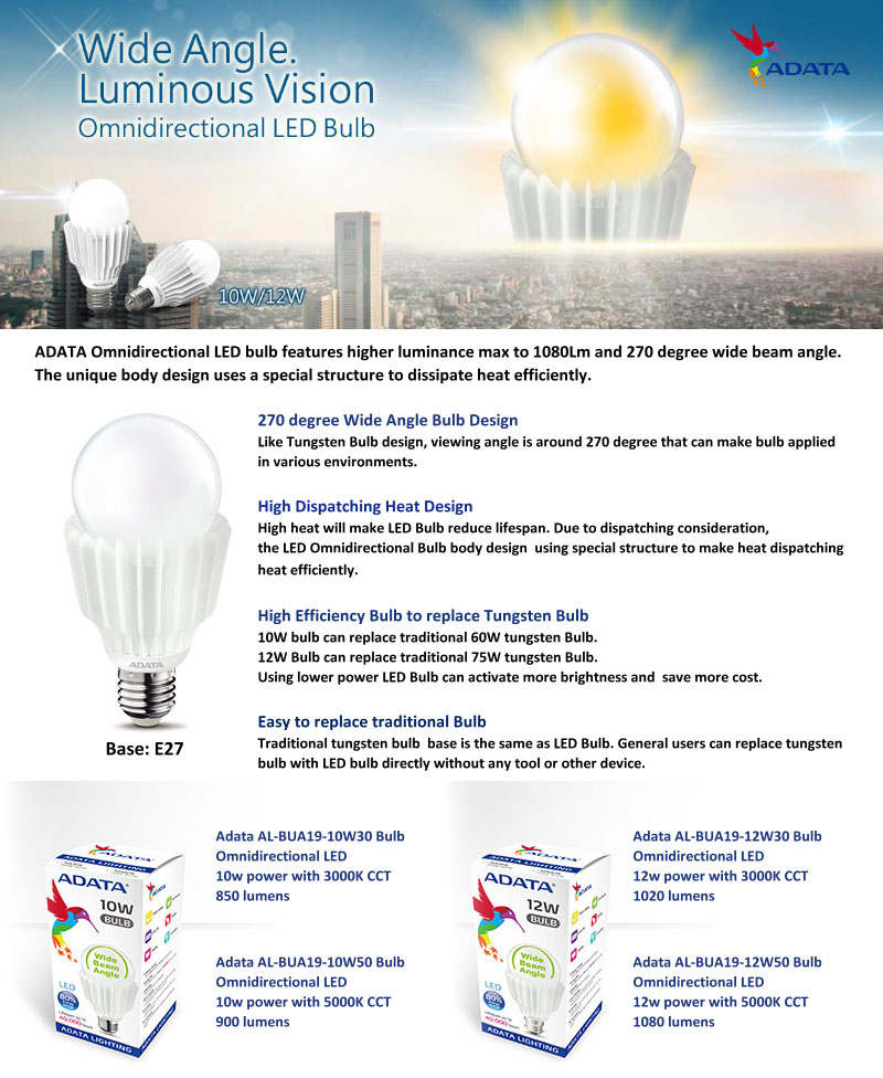 !!Adata Bulb Omni-dir 10w 5000