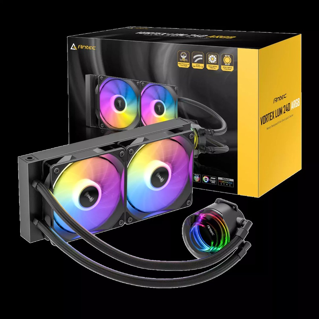 [WC-AVL240] Antec Vortex LUM - 240mm ARGB CPU Water Cooler - Black