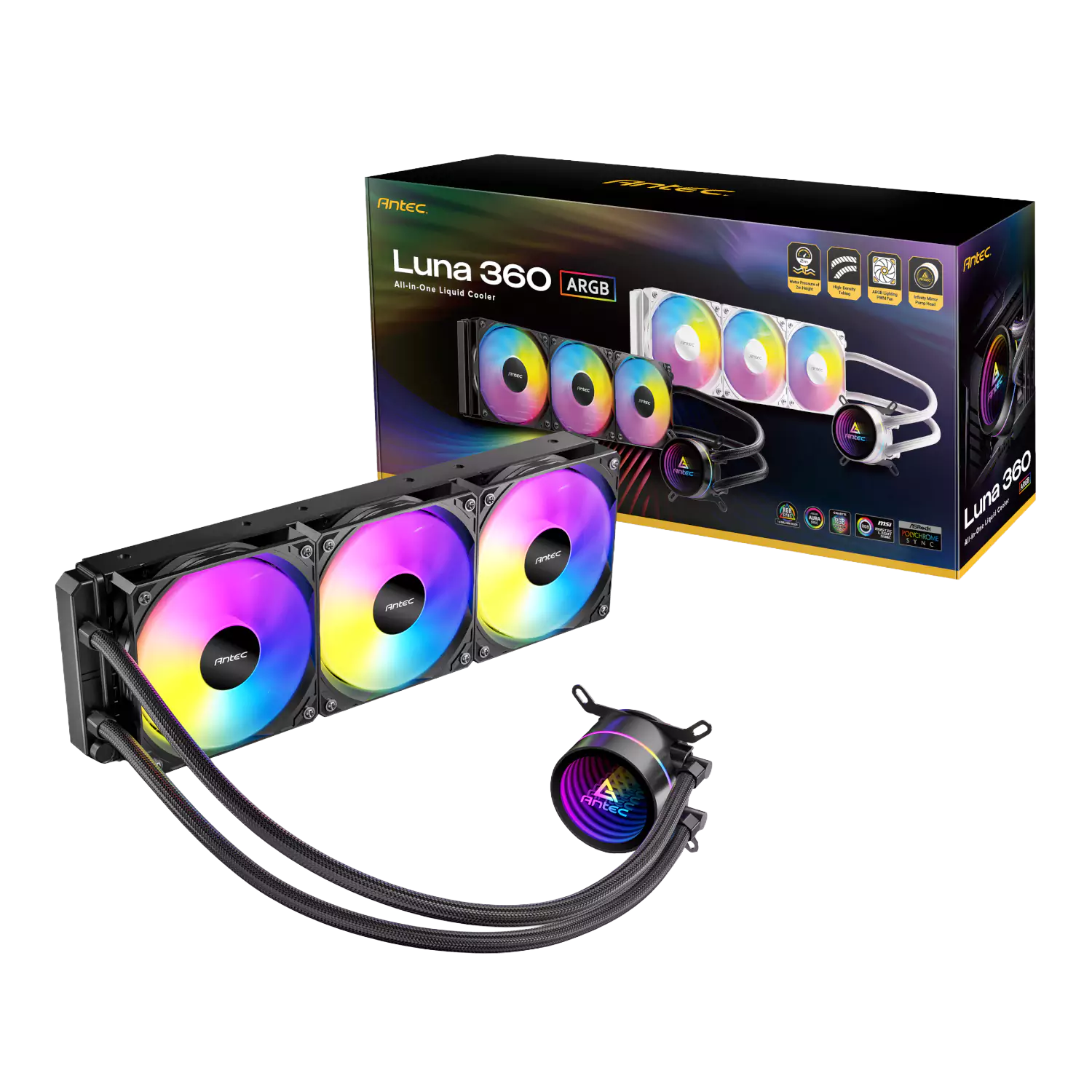 [WC-AL360] Antec Luna - 360mm ARGB CPU Water Cooler - Black