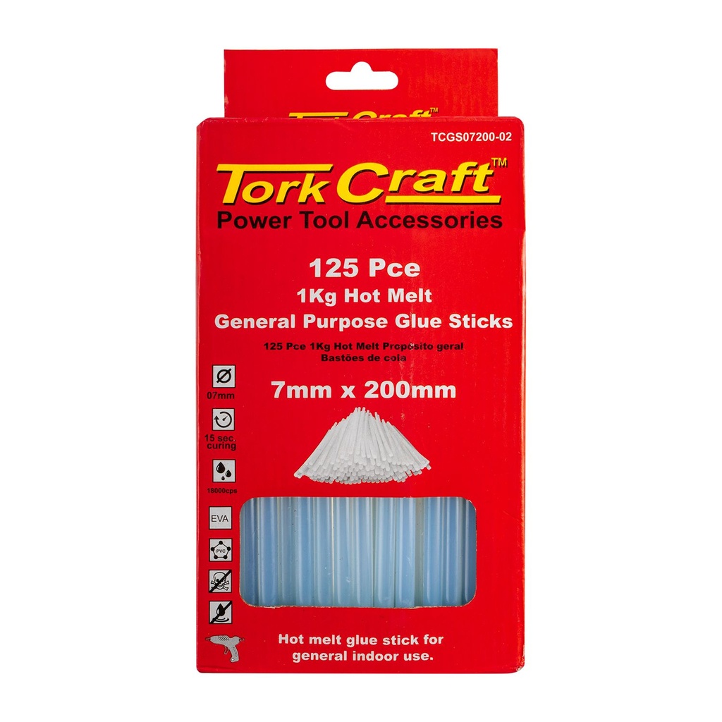 [TCGS07200-02] Glue Stick 07 X 200mm 125pc 1kg Hot Melt Gen. Purpose Eva 18000cps