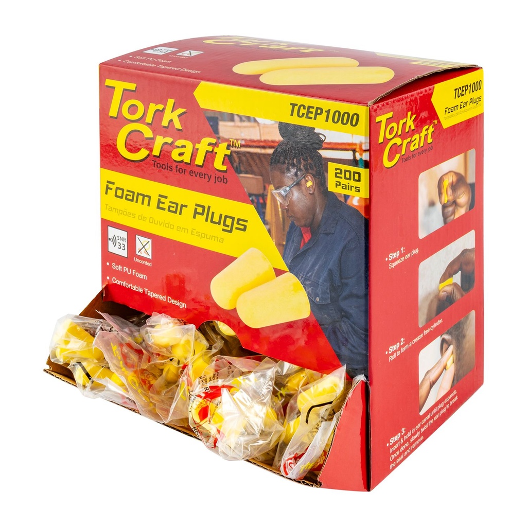 [TCEP1000] Ear Plug 200pc Bullet Shape Snr33 Yellow Per Box