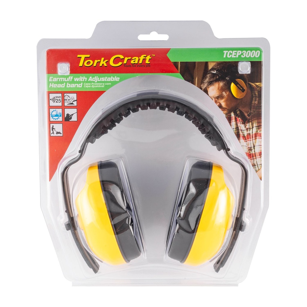 [TCEP3000] Earmuff Abs Cup Adj. Head Band Snr25 Db Yellow 1pc