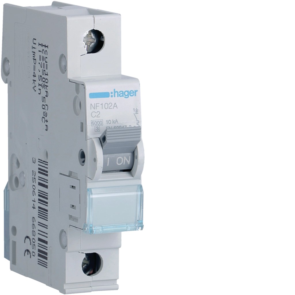 [NF102A] MCB | Hager | NF-Series (2A, 1P)
